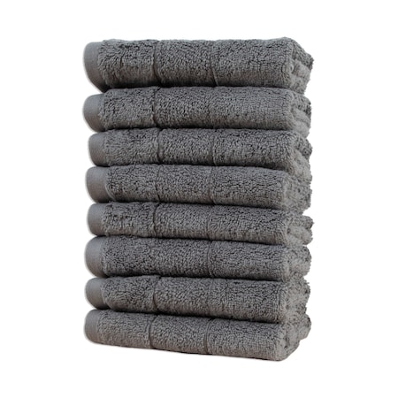 Arkwright Home Aston & Arden Turkish Solid Washcloth 13x13 Pewter (8pk) WC-TS-1313-1.75-PTR